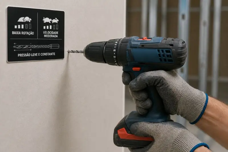 Velocidade e torque para perfurar drywall